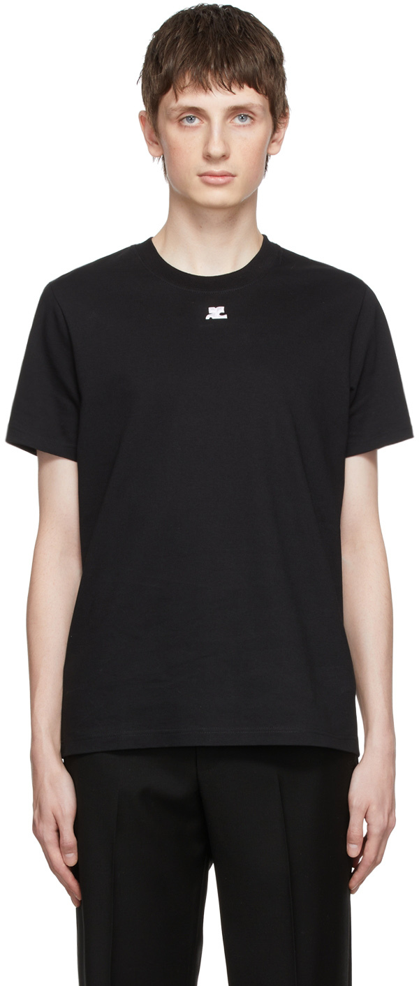 Courrèges: Black Cotton T-Shirt | SSENSE