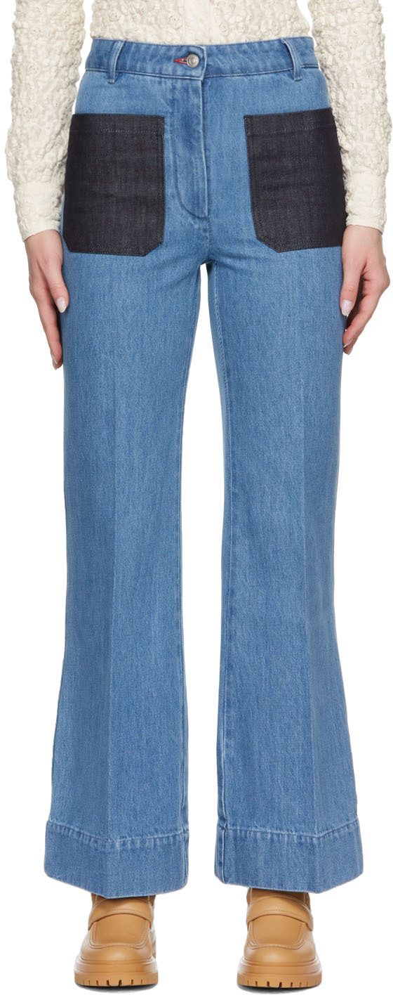 Victoria Beckham Blue Alina Patch Pocket Jeans