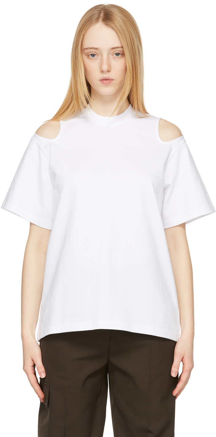 Victoria Beckham White Cut-Out Detail T-Shirt