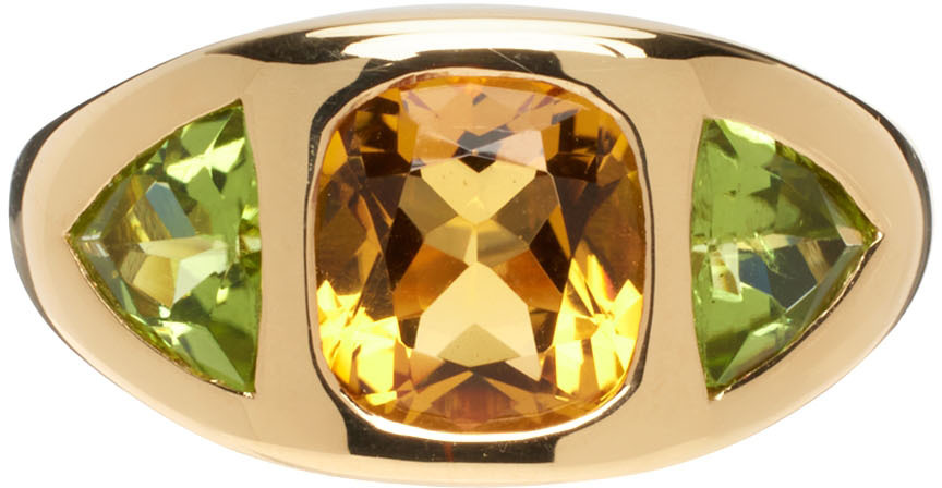 BRENT NEALE Gold & Quartz Cushion Trillion Sides Ring