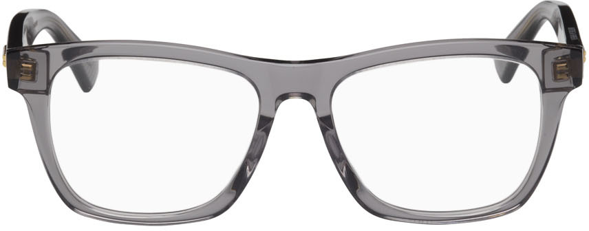 Bottega Veneta Grey Rectangular Transparent Glasses