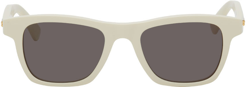 Bottega Veneta Off-White Rectangular Sunglasses