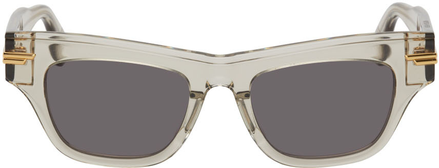 Bottega Veneta Biege Transparent Rectangular Sunglasses