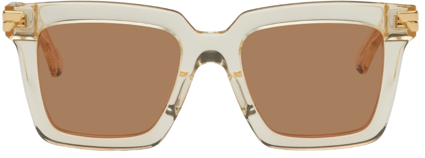 Bottega Veneta Beige Transparent Square Sunglasses