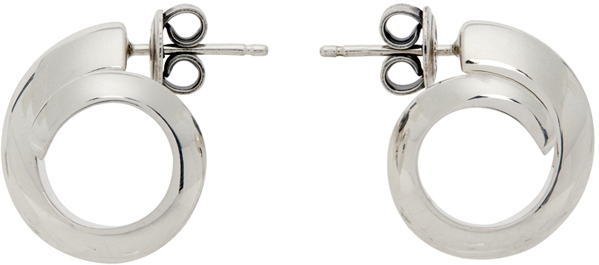 Bottega Veneta Silver Spiral Earrings
