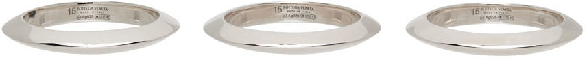 Bottega Veneta Silver Band Ring Set