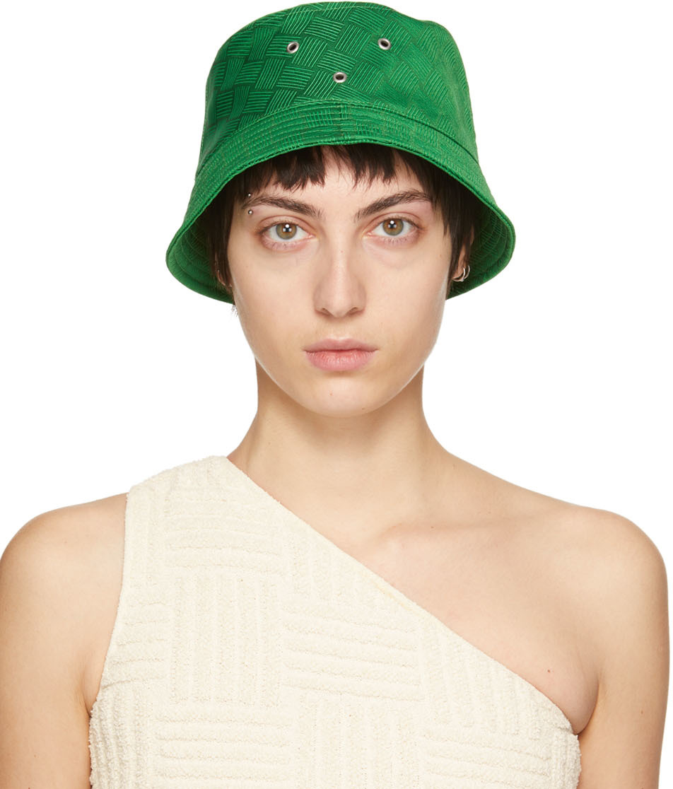 Bottega Veneta Intrecciato Leather Bucket Hat 'Dip' | Blue | Women's Size M