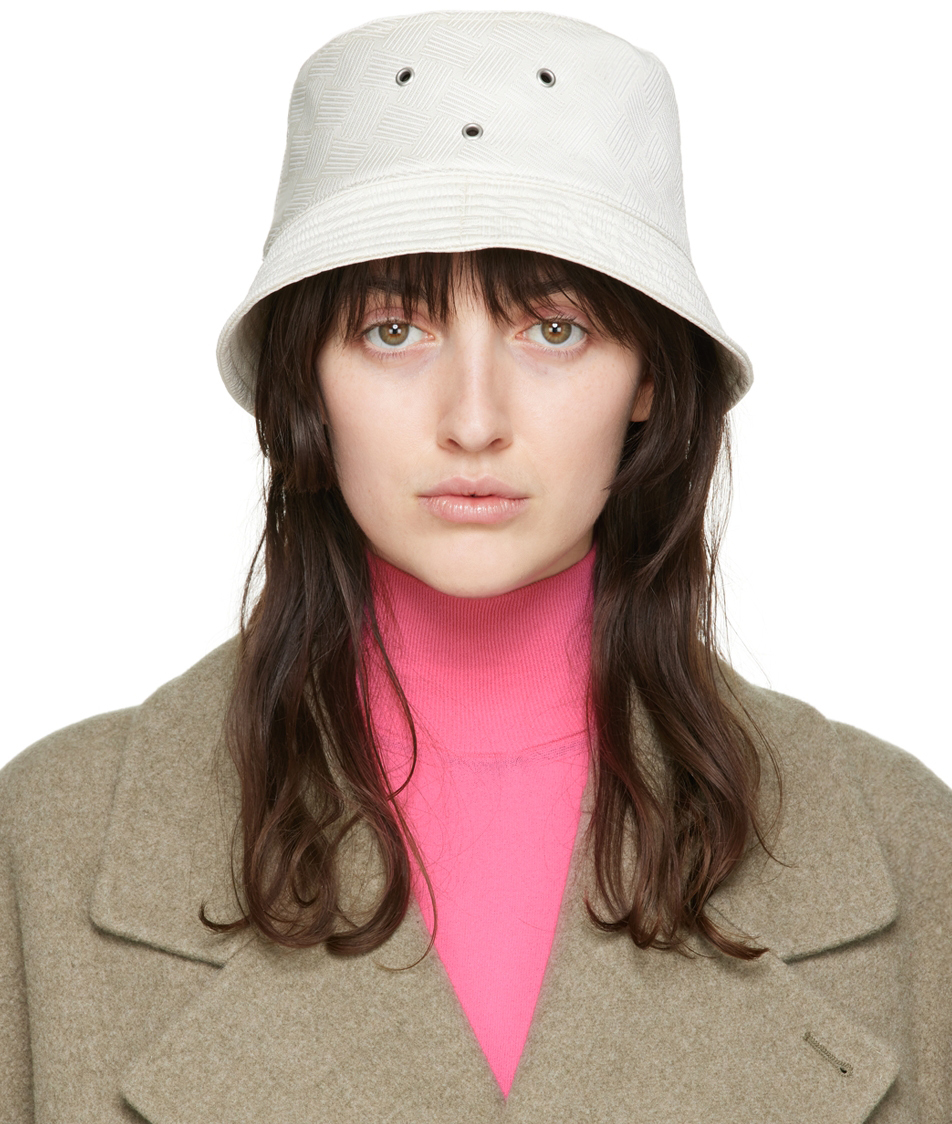 White Intrecciato Bucket Hat