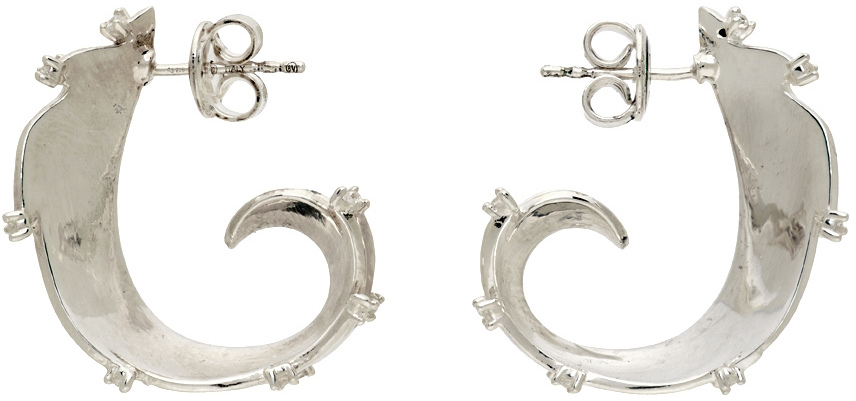 Bottega Veneta Silver Fern Earrings