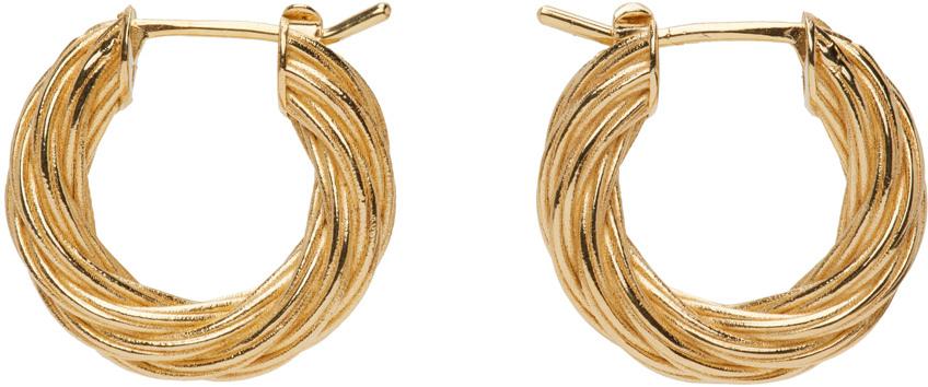Bottega Veneta Gold Cord Hoop Earrings