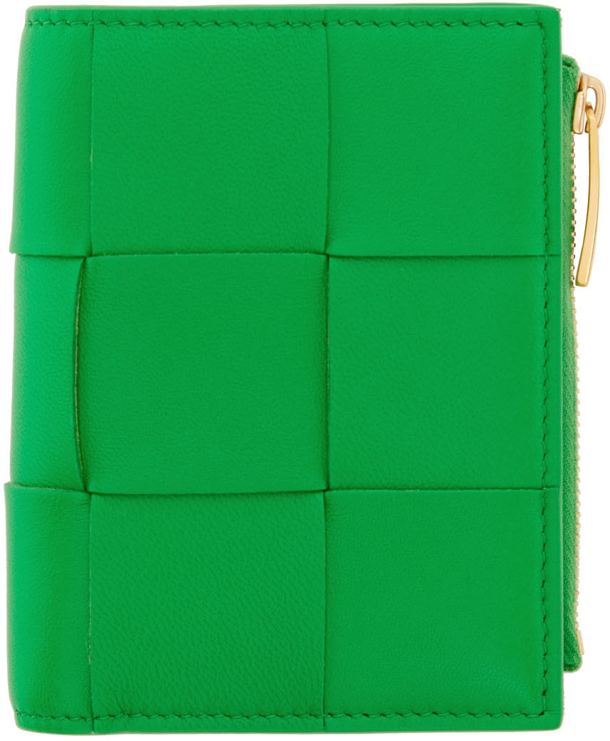Bottega Veneta Green Bifold Zip Wallet