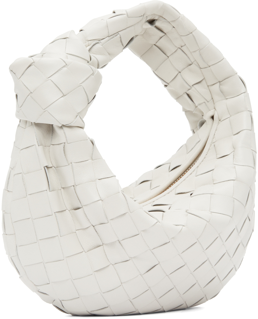 Bottega Veneta White Mini Jodie Bag In 9009 White Gold