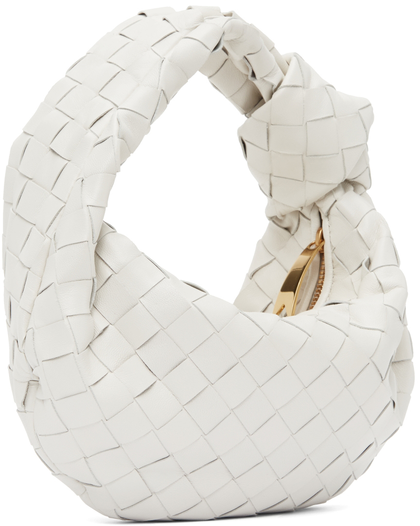 Bottega Veneta White Mini Jodie Bag In 9009 White Gold