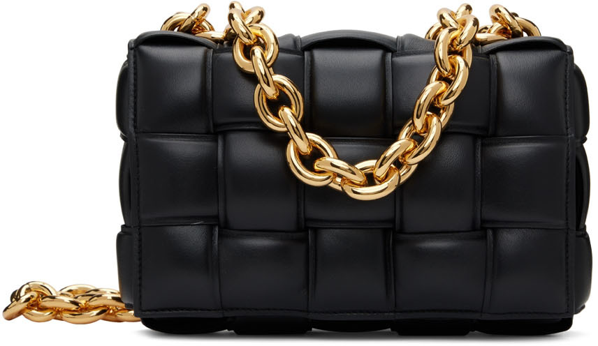 【BOTTEGA VENETA】Padded Leather Chain Cassette Bag Black Authentic Bottega Veneta Chain Cassette Padded Black Leather