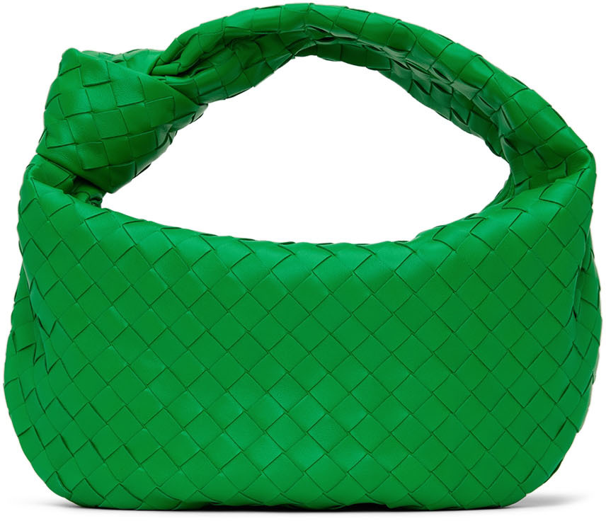 Shop Bottega Veneta Green Teen Jodie Shoulder Bag In 3722 Parakeet/gold