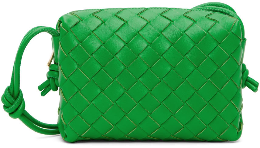 Bottega Veneta Green Loop Shoulder Bag In 3722 Parakeet/gold