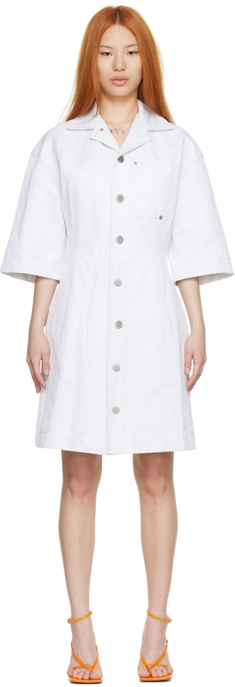 Bottega Veneta White Cotton Mini Dress