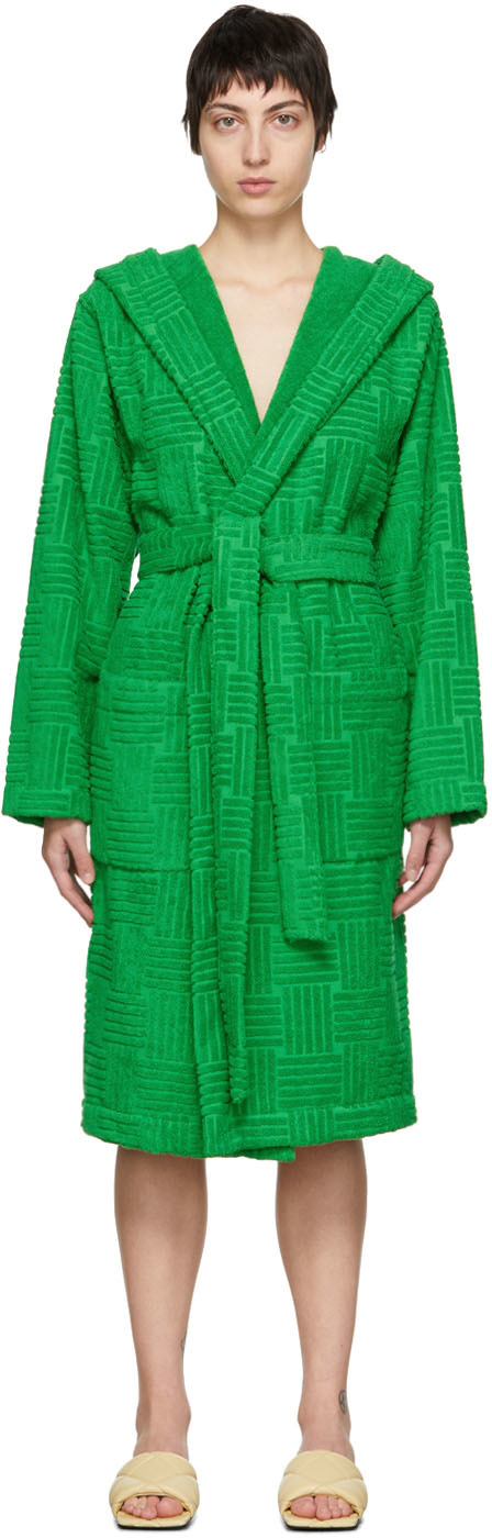 Bottega Veneta® Women's Intreccio Pattern Cotton Bathrobe in Grass