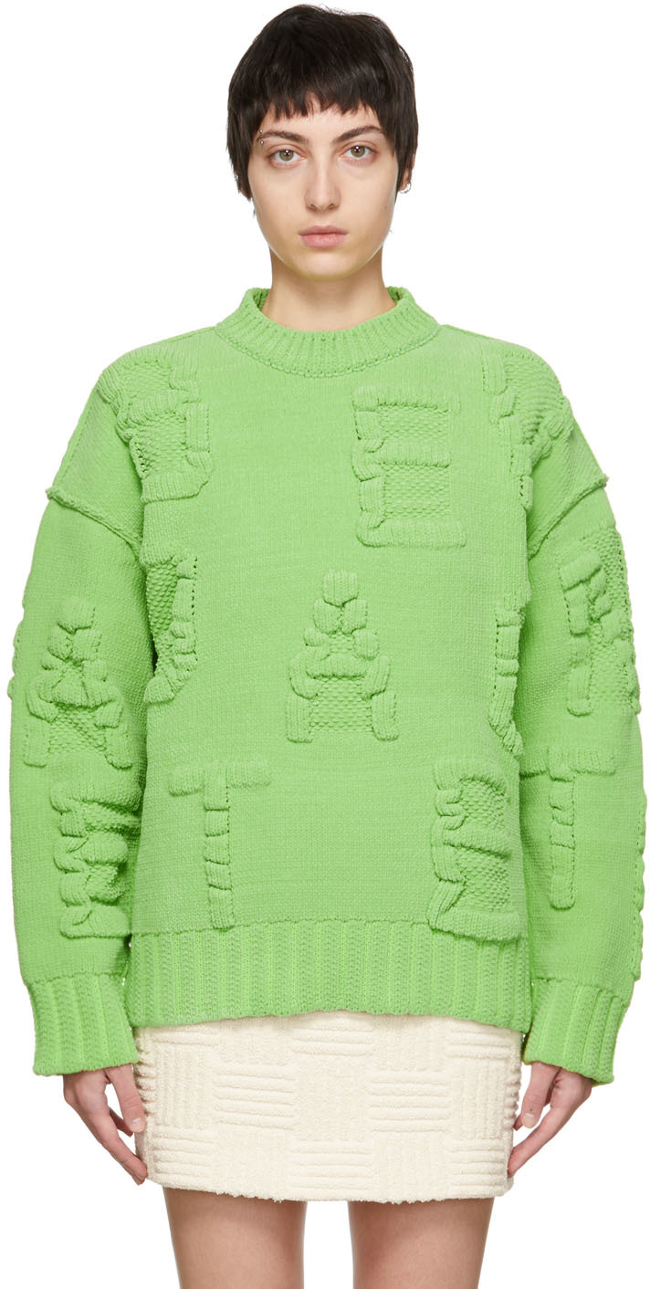 Bottega Veneta: Green Alphabet Sweater | SSENSE