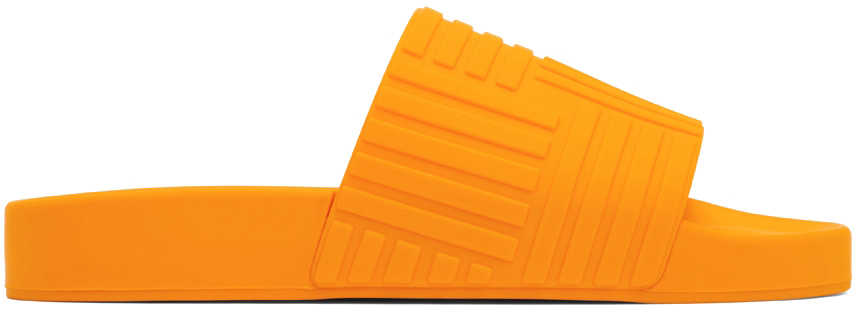 Bottega Veneta Orange Rubber Slides