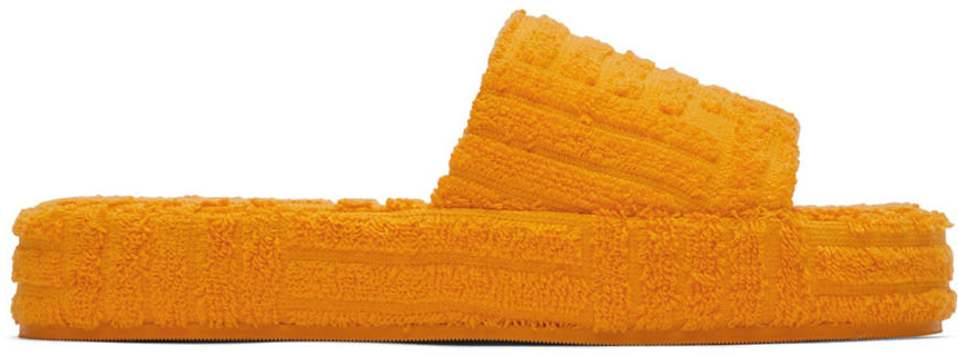 【関税込み】Bottega Veneta オレンジ Resort Sponge サンダル Bottega Veneta: Orange Resort Sponge Sandals | SSENSE