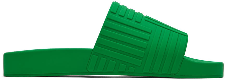 Bottega Veneta Green Slider Sandals In 3708 Parakeet