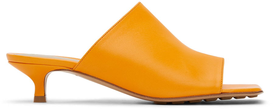 Bottega Veneta Orange Stretch Heeled Sandals