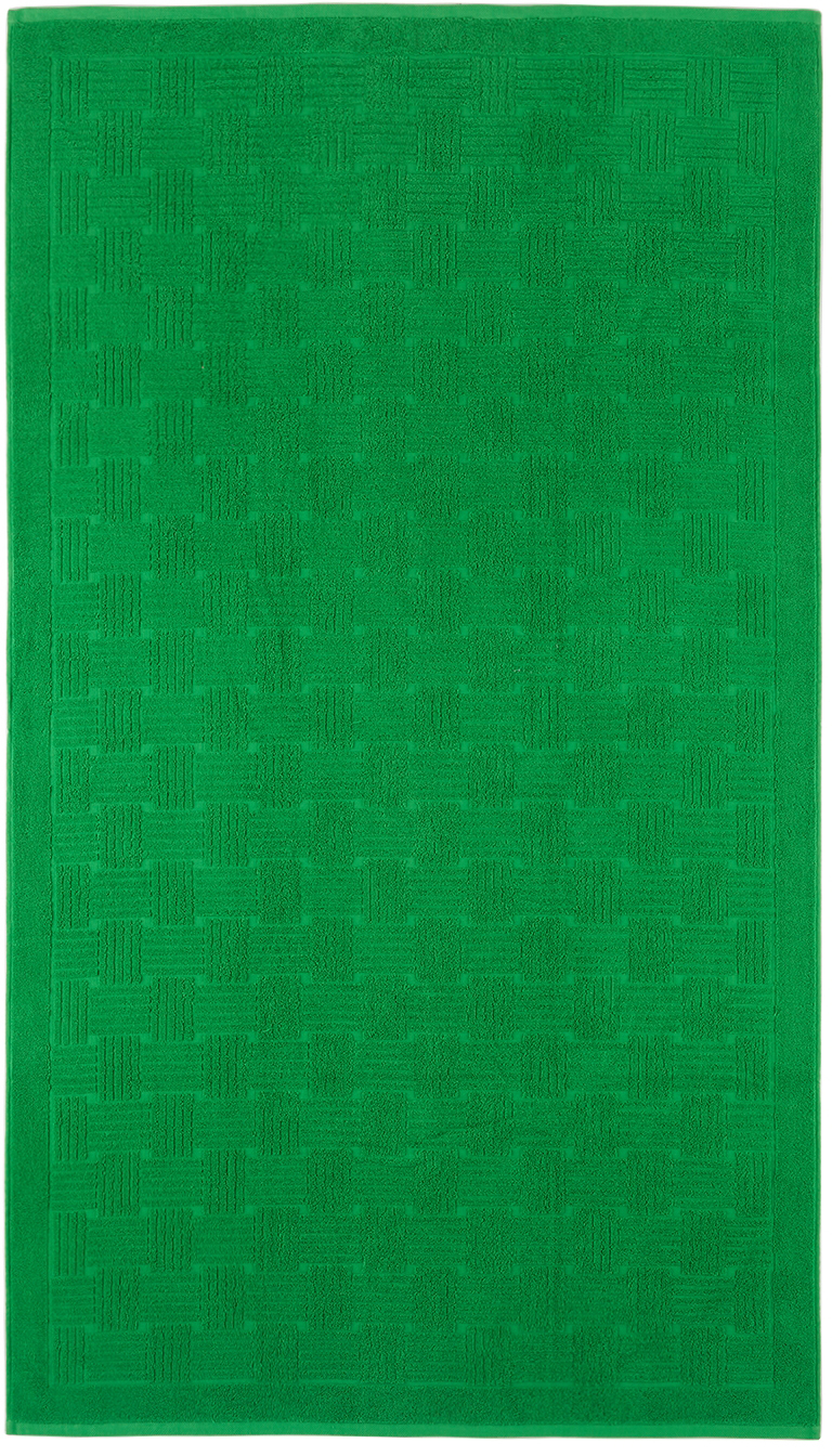 Bottega Veneta Green Intreccio Towel In 3707 Grass