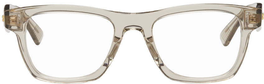 Bottega Veneta Beige Acetate Rectangular Glasses