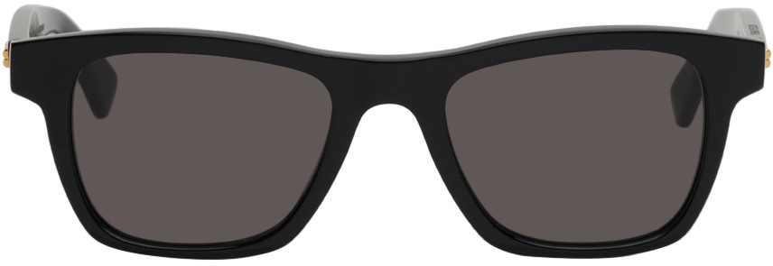Bottega Veneta Black Rectangular Squared Classic Sunglasses