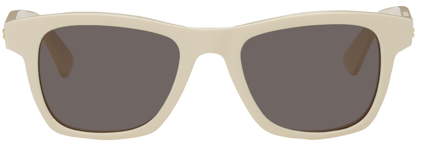 Bottega Veneta Off-White Acetate Square Sunglasses