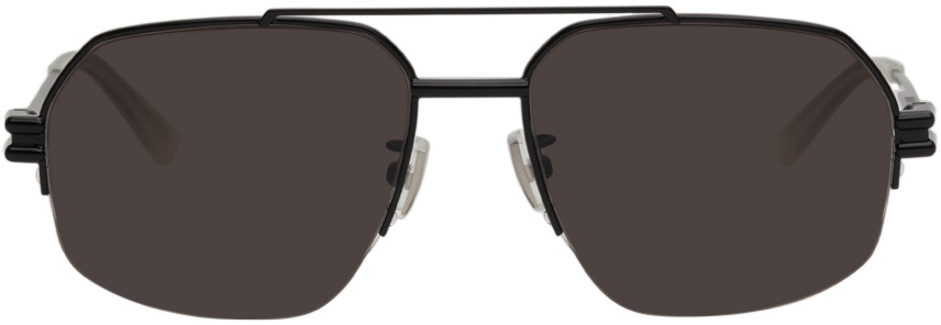 Bottega Veneta Black Pilot Navigator Sunglasses