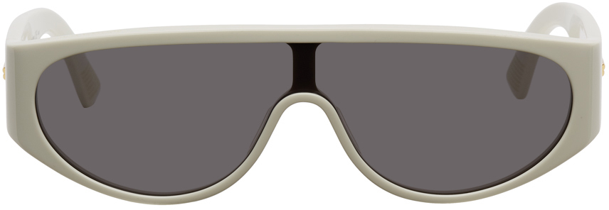 Bottega Veneta White & Gold Shield Sunglasses