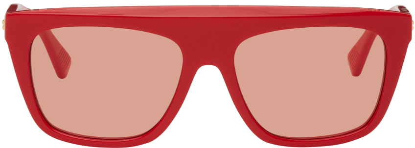 Bottega Veneta Red Acetate Aviator Sunglasses
