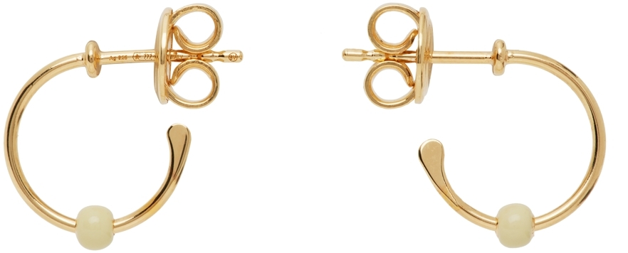 Bottega Veneta Gold & White Enamel Essentials Earrings