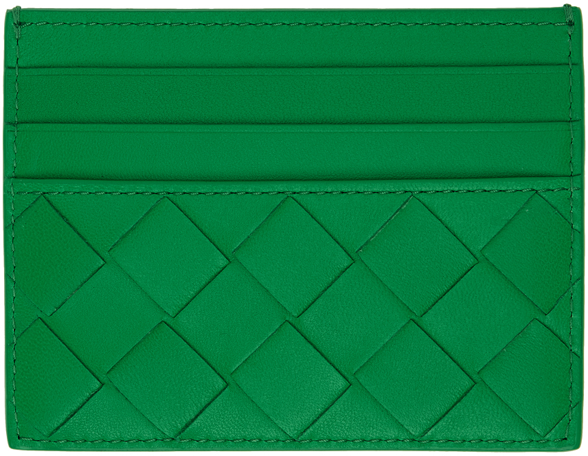 Bottega Veneta Green Intrecciato Credit Card Holder