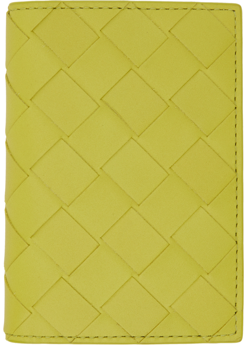 65506 auth BOTTEGA VENETA Seagrass yellow leather POINT MEDIUM