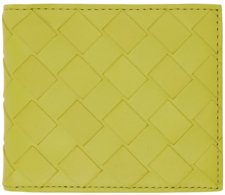 Bottega Veneta Yellow Intrecciato Bifold Coin Pouch Wallet