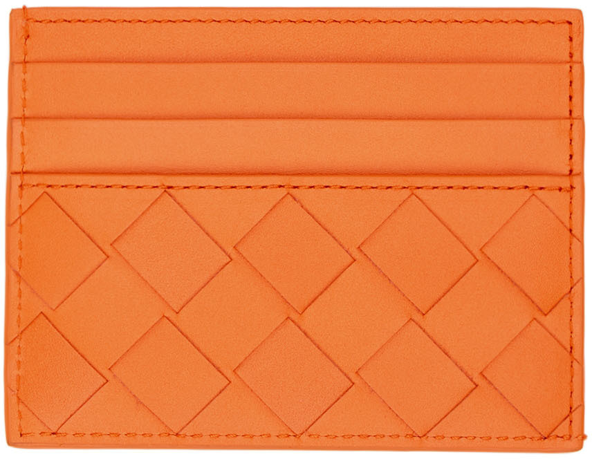 Ssense Uomo Accessori Borse Portafogli e portamonete Portacarte Black & Orange Leather Card Holder 