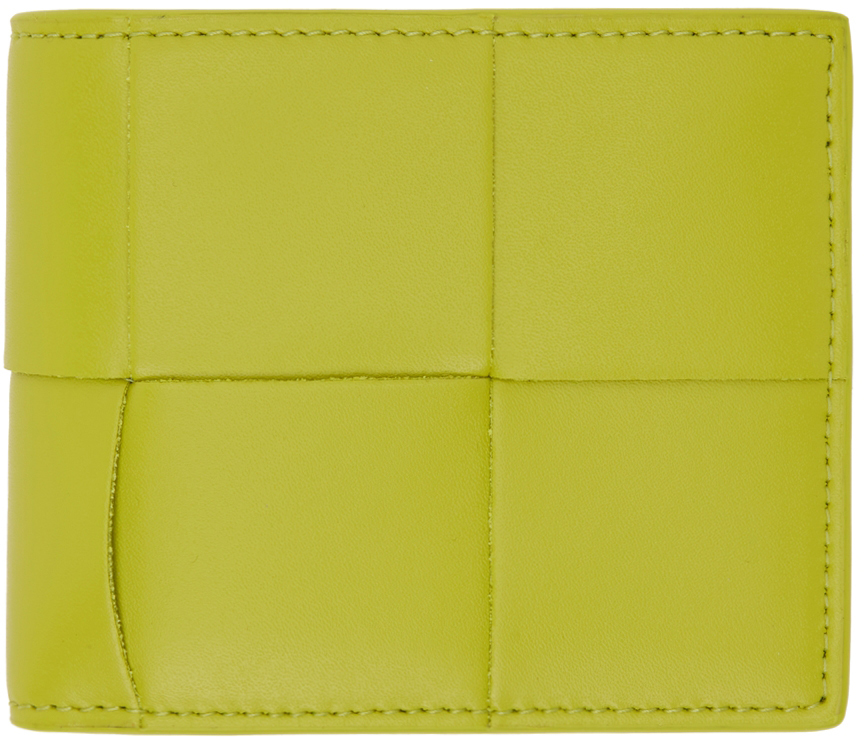 SSENSE Men Accessories Bags Wallets Yellow Intrecciato Bifold Wallet 