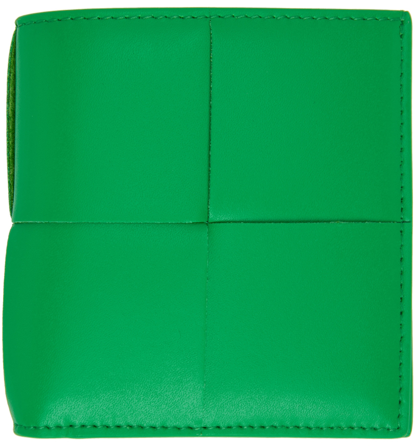 Bottega Veneta Green Intreccio Bifold Wallet