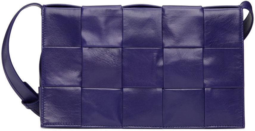 BOTTEGA VENETA Paper Calfskin Maxi Intrecciato Extra Mini Cassette  Crossbody Bag Purple 1220366