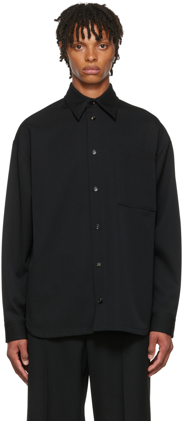 Bottega Veneta: Black Wool Shirt | SSENSE