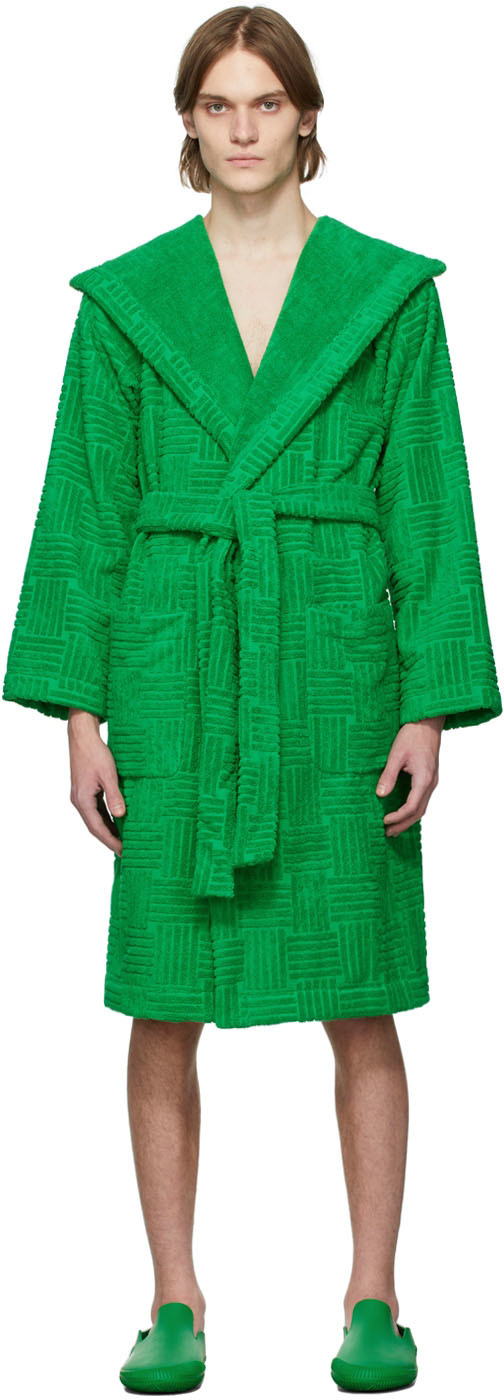 Bottega Veneta: Green Intreccio Bath Robe | SSENSE
