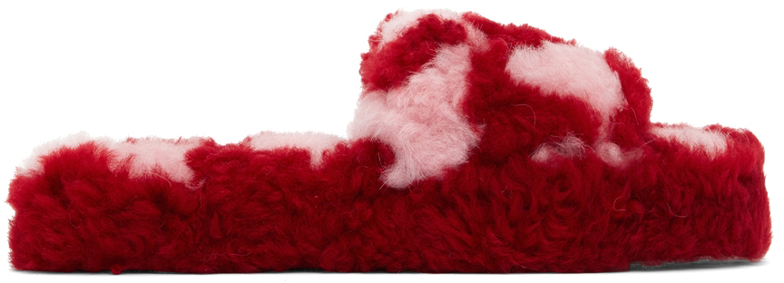 Bottega Veneta Red & Pink Teddy Sandals