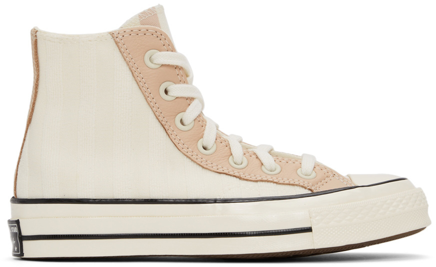 Converse Off-White & Pink Chuck 70 Hi Sneakers