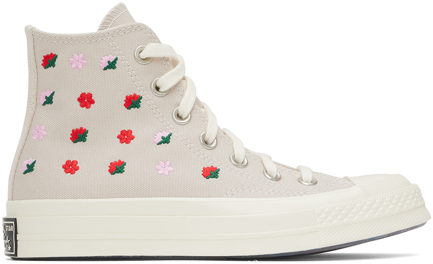 Converse Taupe Chuck 70 Floral Sneakers