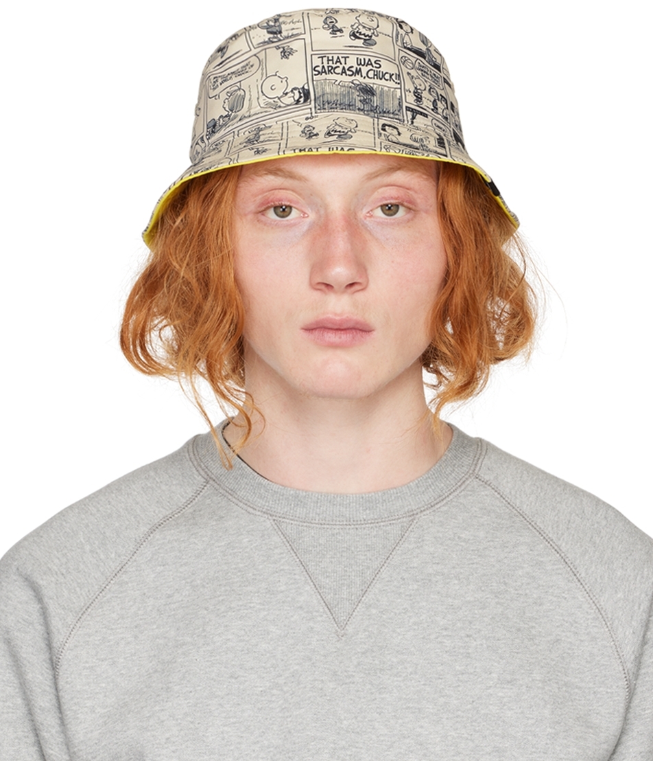 Reversible Yellow & Off-White Peanuts Edition Graphic Bucket Hat by Converse  on Sale