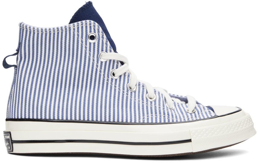 white converse blue stripe