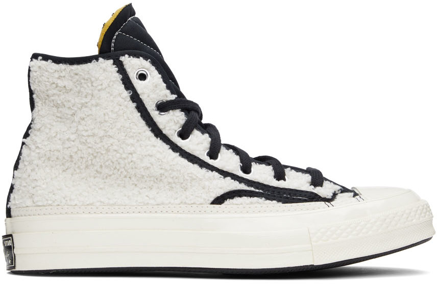 White Sherpa Chuck 70 High Sneakers by Converse on Sale